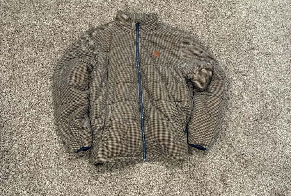 Brixton Cass Puffer Jacket Navy Khaki Houndstooth